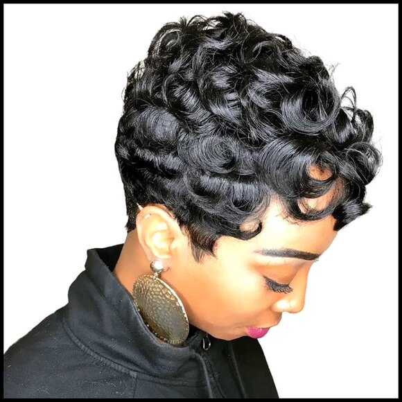 Synthetic Pixie Cut Wig Wavy Curly Natural Adjustable Cap Versatile Styling main image 6